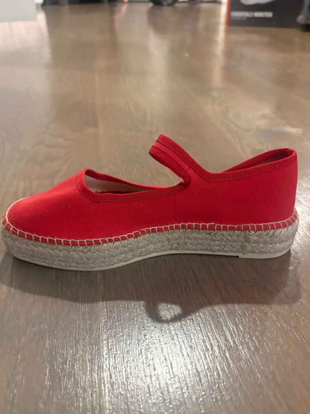 Anthropologie Maeve Mary Jane Espadrille Flats in Red